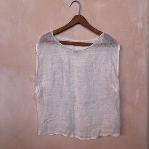Kinzzza altered sheer linen tank top